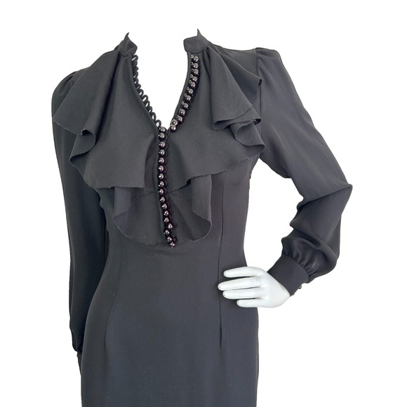 Twenty8Twelve Holly Dress Ruffle Beads V-Neck Long Sleeve Black Size X-Small 2 - Picture 3 of 12
